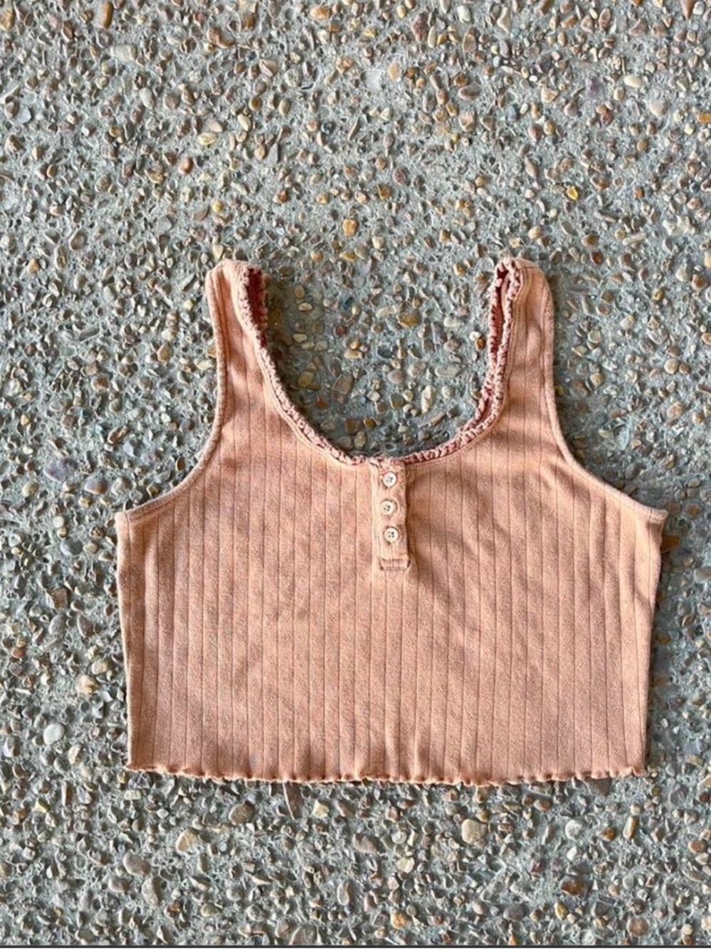SO tan pointelle henley cropped tank size m
